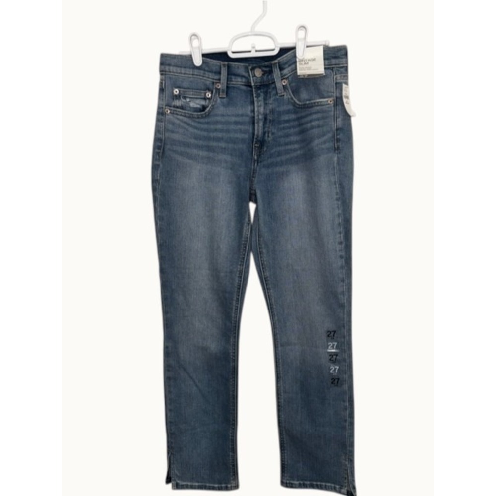 Gap Womens Vintage Slim Mid Rise Jeans Blue NWT Medium Wash Side Slit Size 27 4R